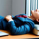 **

A professional woman in a modest, tailored suit, taking a power nap at her office desk during the afternoon. She's fully clothed, with a supportive neck pillow for comfort. The office setting is modern and clean, with soft lighting. Safe for work, appropriate content, professional, perfect anatomy, natural proportions, well-formed hands, proper finger count, family-friendly.

**